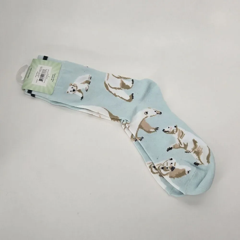 Funatic Polar Bear And Cub Crew Socks Cotton‎ Blend Mens or Womens Socks Winter